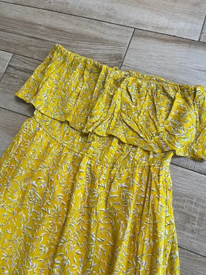 Womens Zattcas Yellow Floral Strapless Maxi Dress - M thumbnail 2