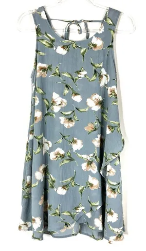 Entro Blue Polyester Gauze-Like Floral Layered Sleeveless Mini Dress Women Small thumbnail 1