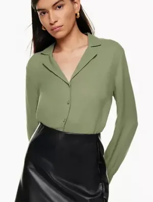 Aritzia  Wilfred Tulum‎ Blouse Green Button Down XS thumbnail 1