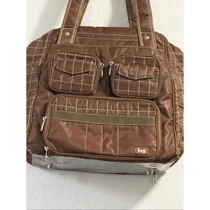 Large Lug Puddle Jumper Brown Quilted Tote Travel Overnight Carryon Bag Pockets thumbnail 3