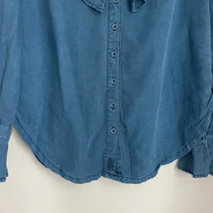 Free People Amber Chambray Ruffle Blouse (Size S) thumbnail 5