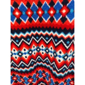 Lands' End Women's Fleece Snap Pullover Fair Isle Print Navy‎ Red Size Small thumbnail 2