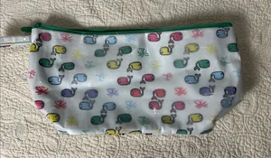 Roller Rabbit Multicolor Whale Print Cosmetic Pouch with Green Zipper thumbnail 1
