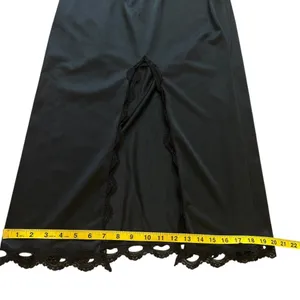 VTG 70s Maxi Half Split Slip M Lace‎ Trim Hem Romantic Goth Lace Coquette Fairy thumbnail 7