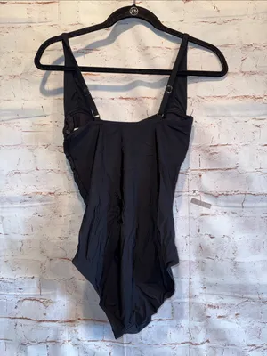 Womens NWT Black Ruched One-Piece swimsuit adjustable straps Small underwire bra thumbnail 5