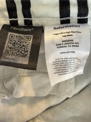 Reformation Logan Ultra High Rise Wide Leg Jeans Size 25 Black White Stripe thumbnail 6
