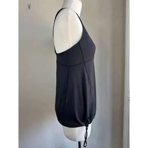 Gap Fit Ruched Tank Top Black Hiking Workout Sports Bra Racerback Drawstring Sz S thumbnail 6