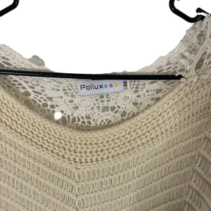 Pollux Size Medium Cream‎ Cottage Boho Floral Lace Back Crochet Sweater thumbnail 5
