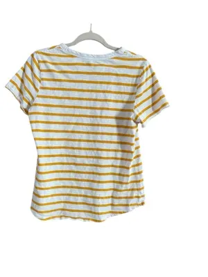Old Navy White and Yellow Striped Short Sleeve Tee — Casual Crewneck thumbnail 3