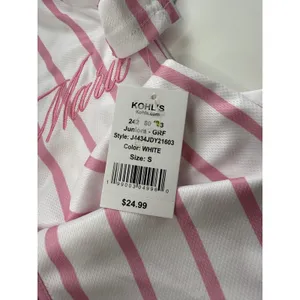 Disney The Aristocats Marie Baseball Jersey Pink White Striped Shirt Small NEW thumbnail 5
