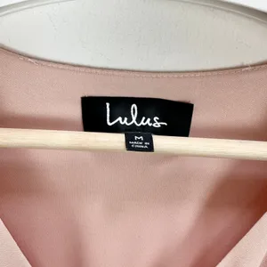 Lulus Wondrous Blush Pink Long Sleeve Maxi Dress Formal Chiffon Medium NWT thumbnail 8