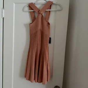 Express women’s Peach Halter Neck Cross Front shimmer Sweater Dress XSmall nwt thumbnail 2