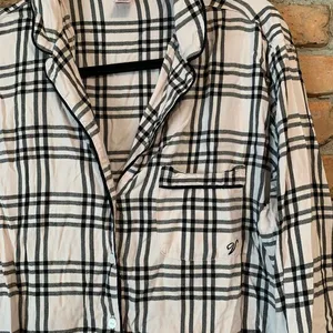 VS Victoria's Secret Plaid Flannel Sleep Dress Button Front Long‎ Sleeve Pink M thumbnail 2