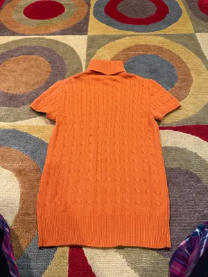Ralph Lauren Sport Cable Knit Turtleneck Short Sleeve Sweater Orange Size Large thumbnail 5
