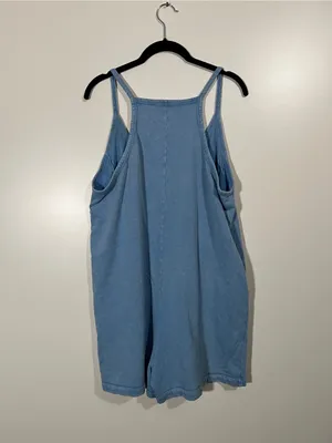 Sincerely Jules Romper Playsuit in Chambray Size Large with Pockets Flowy Boho thumbnail 3