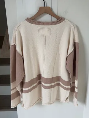 Free People We The Free Ella Colorblock Knit Sweater - Tan Combo - NWT thumbnail 4