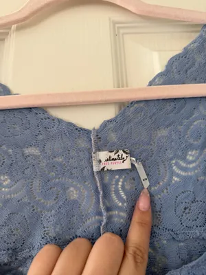 Free People Dark Periwinkle Lace Scallop Edge Top thumbnail 5