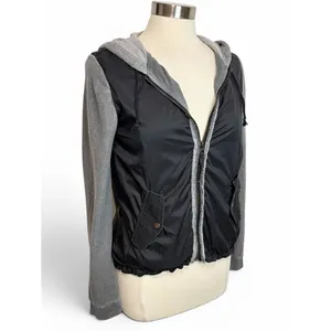FREE PEOPLE Mixed Media‎ Full Zip Windbreaker Sweatshirt Hoodie, Medium thumbnail 6