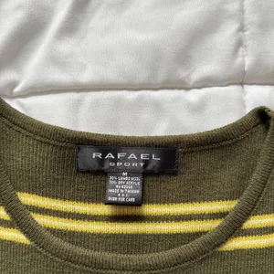 Vintage Rafael Wool Green Yellow Striped Knit Sweater Vest Sleeveless Top Medium thumbnail 4