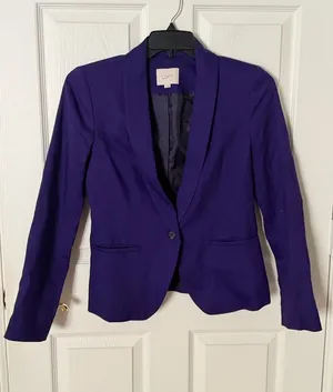 LOFT Deep Purple Single-Button Blazer size 4 thumbnail 1