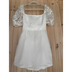 NWT Lulus Charming Potential White Organza Backless Puff Sleeve Mini Dress Sz M thumbnail 2