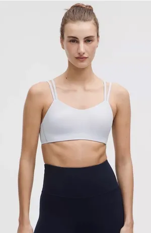 Lululemon Cloud Bra Long Line Ribbed Light‎ Gray Blue C/D Cup Size 8/10 thumbnail 1