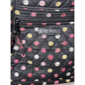 Vera Bradley Havana Polka Dots Three Zipper Crossbody Bag Purse Satchel Black M thumbnail 3