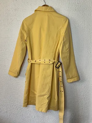 Vintage Ruff Hewn Sunny Yellow Trench Coat with Studded Belt thumbnail 4