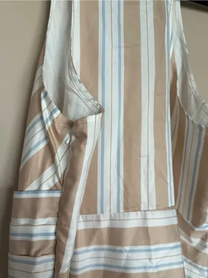 Anthropologie Maeve Asymmetrical Striped Wrap Halter Shirt Dress Size 14 Coastal thumbnail 10