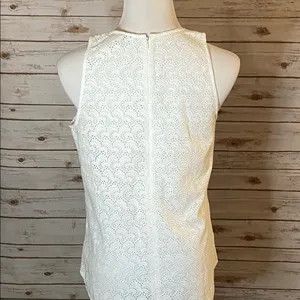 theory coquette white ‘Ellice’ sleeveless eyelet lace blouse Size Medium thumbnail 5