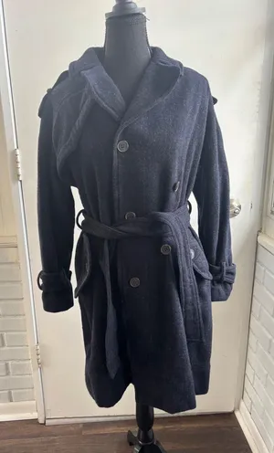 AllSaints Spitalfields 100% Wool Belted Plaid Military Jacket size 12‎ layered thumbnail 1