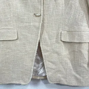 ZARA Textured‎ Cotton Tweed Blazer Jacket Ecru Cream Ivory XL Fully Lined Boho thumbnail 6
