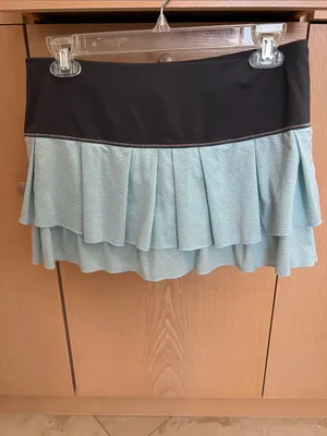 Lucky in Love Light Aqua Blue Ruffle Tennis Skirt with Charcoal Waistband thumbnail 3