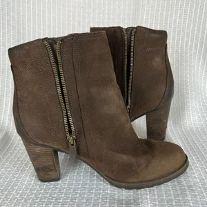 Timberland Boots Womens 8.5 Brown Leather Waterproof Block Heels‎ Zip Up Ankle thumbnail 10