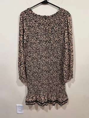 Lost + Wander Pick Me Print Dress Mini fully smocked bodice long puff sleeve L thumbnail 8