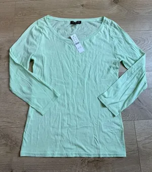 NWT Womens J Crew 3/4 sleeve green tshirt 100% cotton minimalist size S thumbnail 1