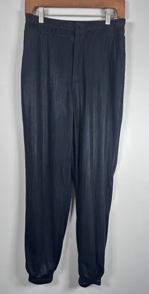 Revolve H:ours Plisse‎ Jogger Pants Women Size M Black Metallic High Rise thumbnail 1