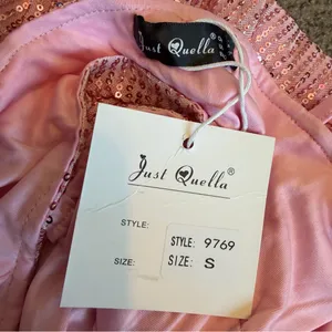Just Quella Pink Sequin Mini Dress Cutout Spaghetti Strap Cocktail Small NWT thumbnail 11