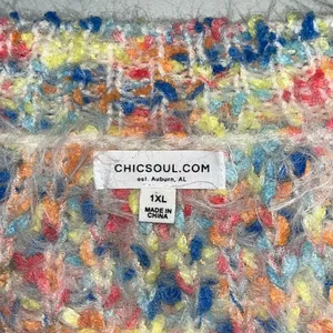 Chic Soul Size 1XL Rainbow Confetti Eyelash Open Weave Sweater Top thumbnail 6