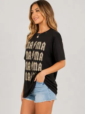 Black MAMA Lightning Bolt Graphic Tee Retro Rock Style NWT thumbnail 4