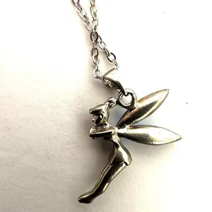 Silver tone and blue tinker bell pendant necklace thumbnail 5