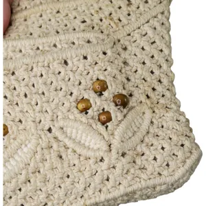 Vintage 70s Crochet Boho Philippine Macrame Crochet Clutch thumbnail 6