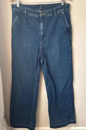 J.Crew High-Rise Trouser Jean Wide Leg Raw Hem Size 31 thumbnail 1