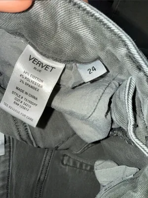 VERVET BY FLYING MONKEY Olive-Grey Frayed Hem Cropped Jeans thumbnail 4