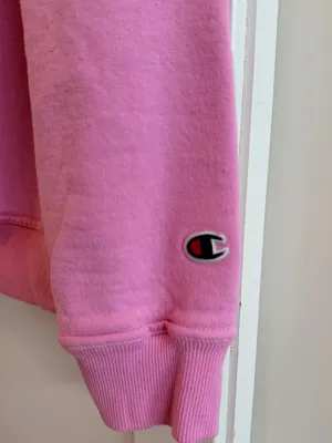Champion Bubblegum Pink Embroidered Middle Logo Crewneck Sweatshirt thumbnail 6