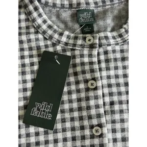 Wild Fable NWT Gingham Cropped‎ Cardigan Sweater Small Gray & White Button Down thumbnail 4