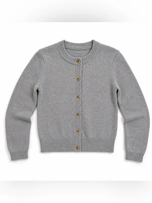 Women’s S Gray Cashmere Blend Cardigan Sweater Gold Knot Buttons Quiet Luxury thumbnail 6