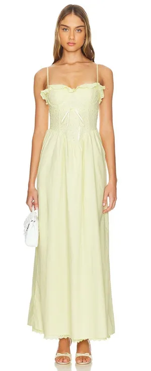 Revolve More to Come Marleen Maxi Dress in Yellow Small Womens Eyelet Long thumbnail 1