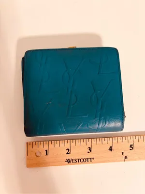 YSL Yves Saint Laurent Vintage Turquoise Blue Womens Wallet kiss-lock YSL logo thumbnail 11