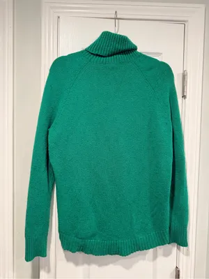 J.Crew Size S Green Wool Alpaca Blend Turtleneck Sweater Oversized Tunic thumbnail 7
